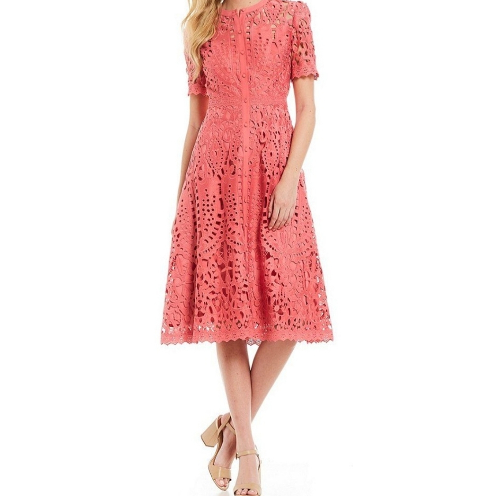 Antonio Melani Ada High Neck Lace Midi Dress